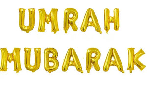 Ballon lettre Umrah Mubarak doré