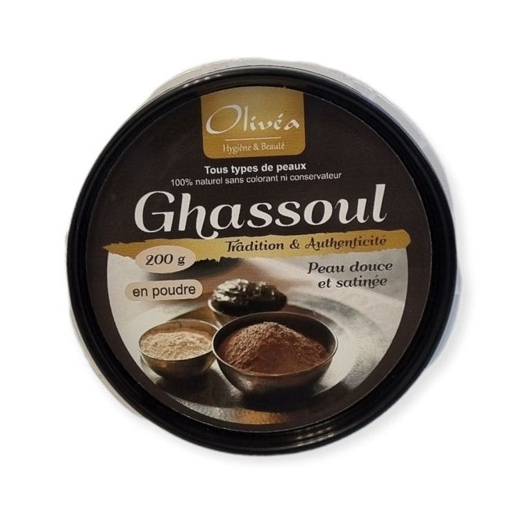 Ghassoul en poudre traditionnel Olivéa 100% naturel - pot de 200g