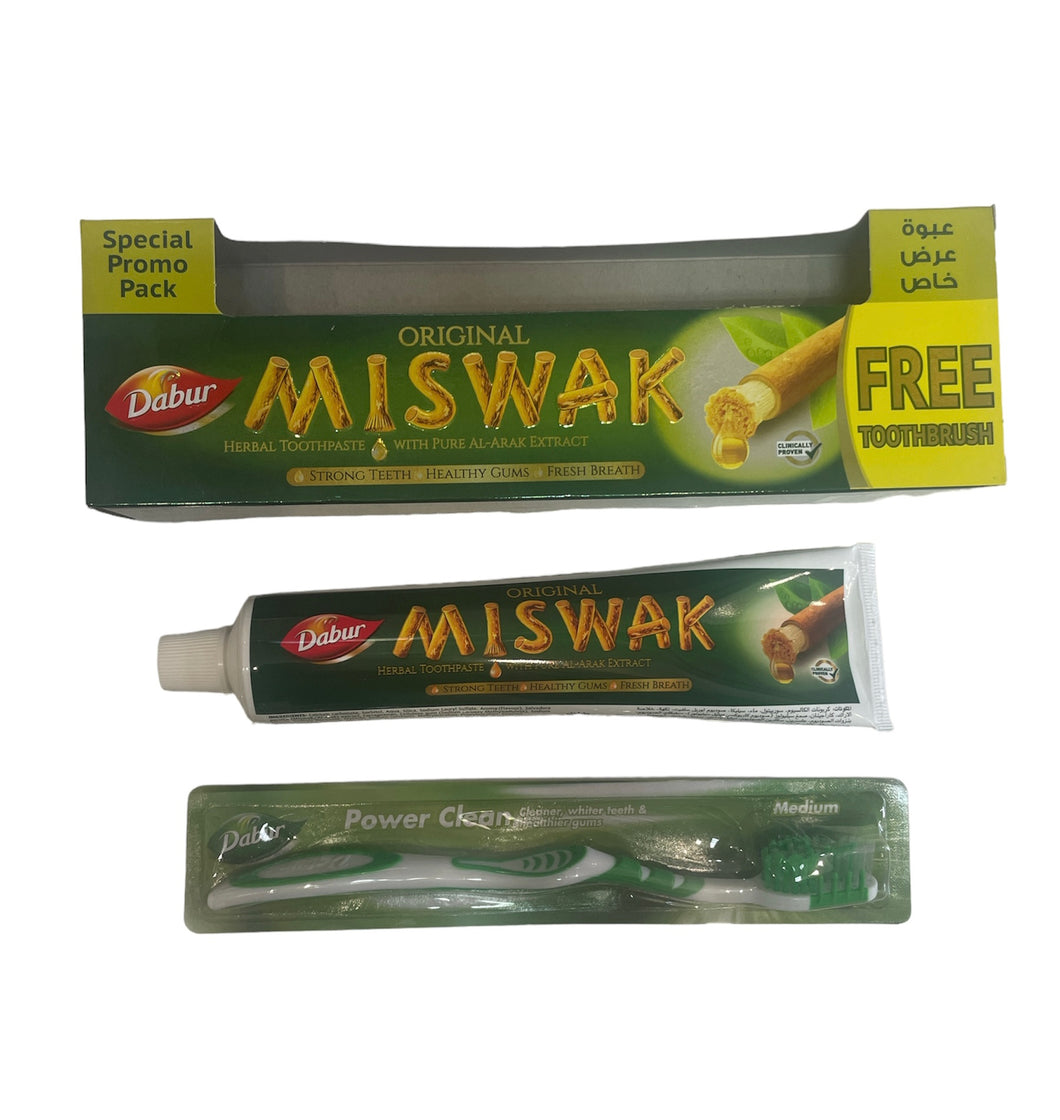 Dentifrice Miswak avec une brosse à dent gratuite (Grand format - 190 g)