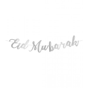 Eid mubarak guirlande de lettres argent