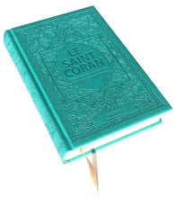 Charger l&#39;image dans la galerie, Le Saint Coran - (Phonétique/ français/arabe) - couverture cartonnée en daim couleur vert
