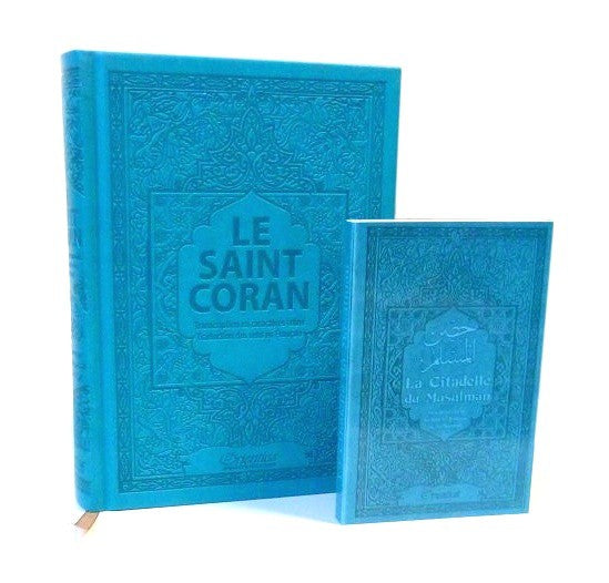 Pack Coran et la Citadelle du Musulman (français / arabe / phonétique) couleur bleu