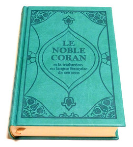 Le Noble Coran (bilingue français/arabe) - couverture cartonnée en daim vert clair
