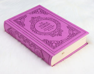 Le Noble Coran et la traduction en langue française de ses sens (bilingue français/arabe) - Edition de luxe couverture cartonnée en cuir mauve-violet