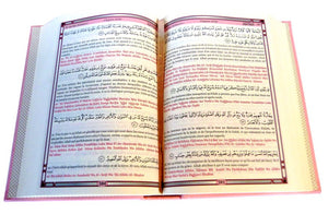Le Saint Coran - (Phonétique/ français/arabe) - couverture cartonnée en daim couleur rose pâle