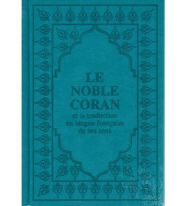 Le Noble Coran (bilingue français/arabe) - couverture cartonnée en daim bleu