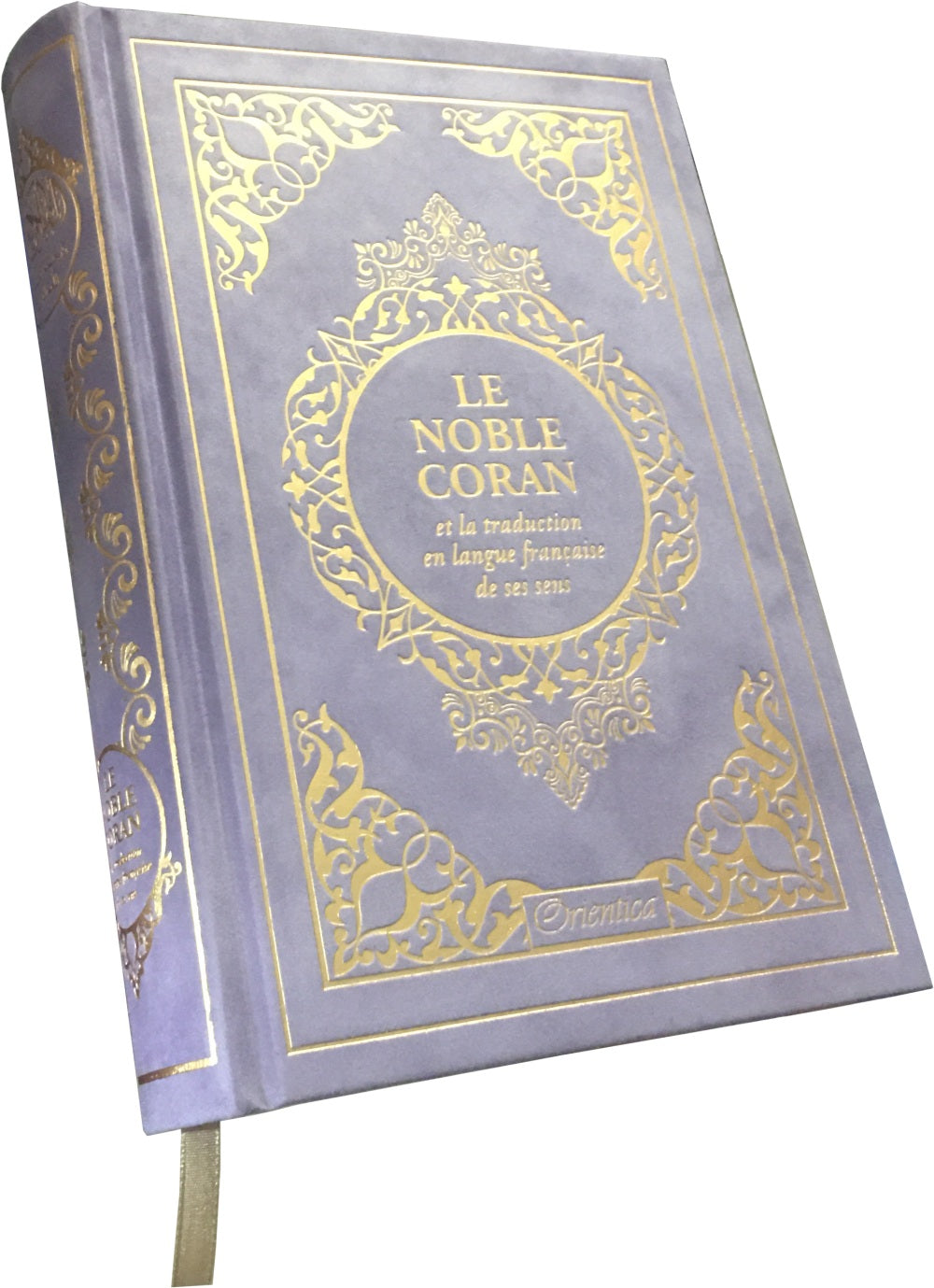 Le Noble Coran et la traduction en langue française de ses sens (Index des sourates sur le côté) - Edition de luxe couverture cartonnée en daim couleur Mauve doré