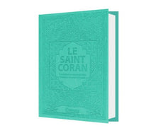 Charger l&#39;image dans la galerie, Le Saint Coran - (Phonétique/ français/arabe) - couverture cartonnée en daim couleur vert
