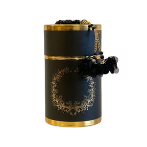 Boîte cylindre avec Tapis de prière noir et chapelet noir