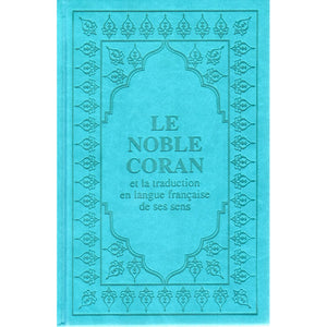 Le Noble Coran (bilingue français/arabe) - couverture cartonnée en daim bleu