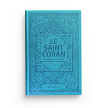 Charger l&#39;image dans la galerie, Le Saint Coran - (Phonétique/ français/arabe) - couverture cartonnée en daim couleur bleu
