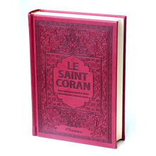 Charger l&#39;image dans la galerie, Le Saint Coran - (Phonétique/ français/arabe) - couverture cartonnée en daim couleur Bordeaux
