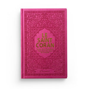 Le Saint Coran - Transcription phonétique (de l'arabe) et Traduction des sens en français - Edition de luxe - Couverture cuir rose doré