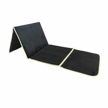 Charger l&#39;image dans la galerie, Tapis de prière noir pliable ultra confortable avec adossoir intégré (dossier - chaise - support pour le dos pour s&#39;adosser)
