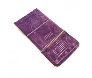 Tapis de prière pliable violet ultra confortable avec adossoir intégré (dossier - chaise - support pour le dos pour s'adosser)
